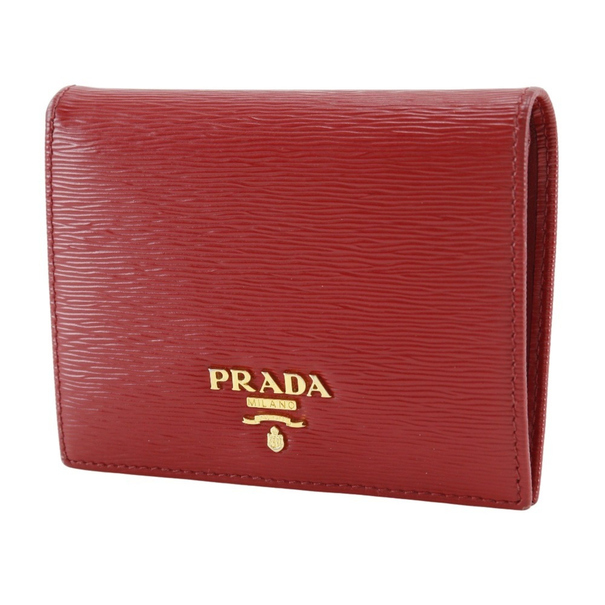 PRADA Bi-fold wallet IMV204 2EZZ F0D1700 Calfskin LACCA Red Women's