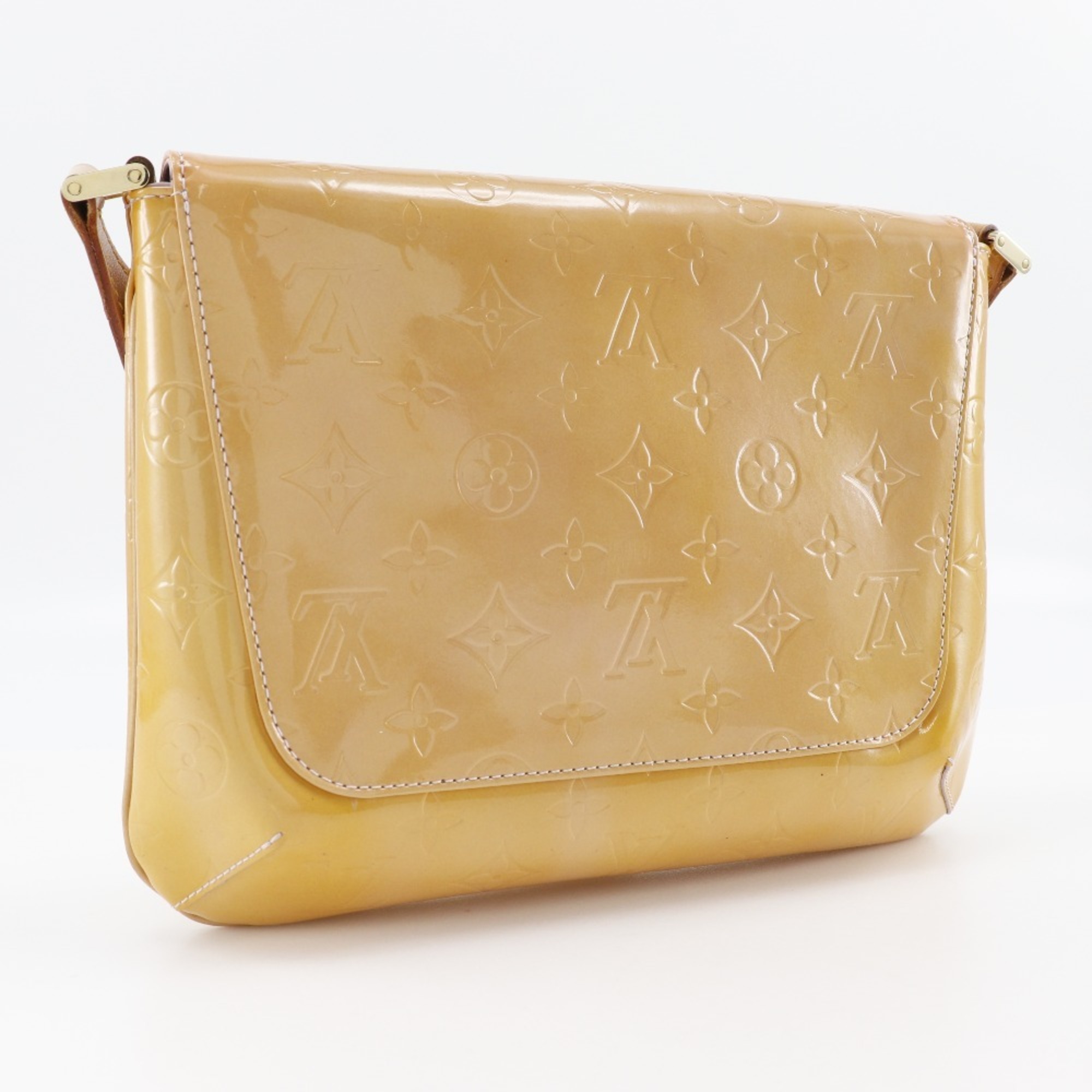 Louis Vuitton Thompson Street Shoulder Bag M91070 Monogram Vernis Cream Yellow MI0969 A5 Type Women's