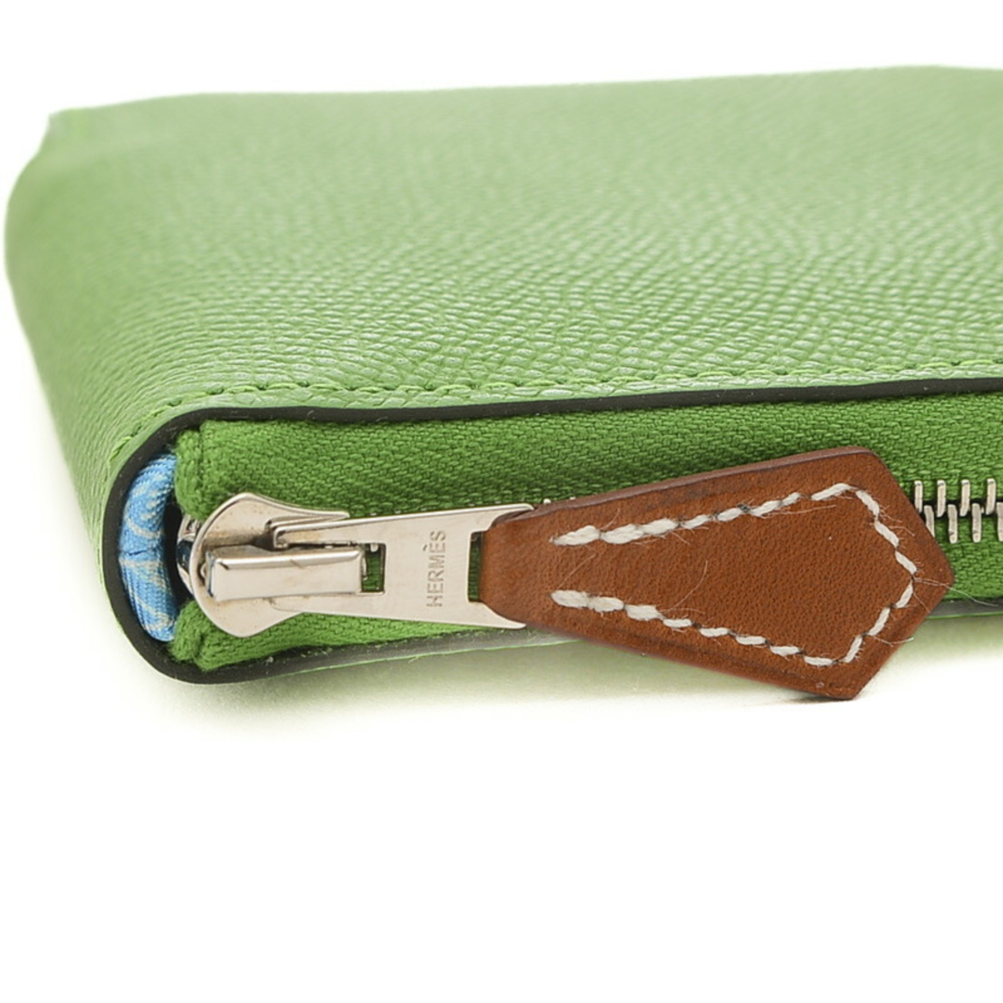 Hermes Azap Compact Silk In Wallet Epson Vert Yucca B Engraved