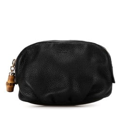 Gucci Bamboo Pouch 246175 Black Leather Women's GUCCI