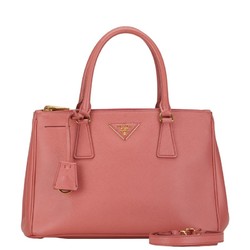 Prada Triangle Plate Saffiano Handbag Shoulder Bag Pink Leather Women's PRADA