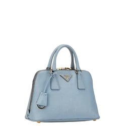 Prada Saffiano Triangle Plate Handbag Shoulder Bag BL0838 Light Blue Leather Women's PRADA