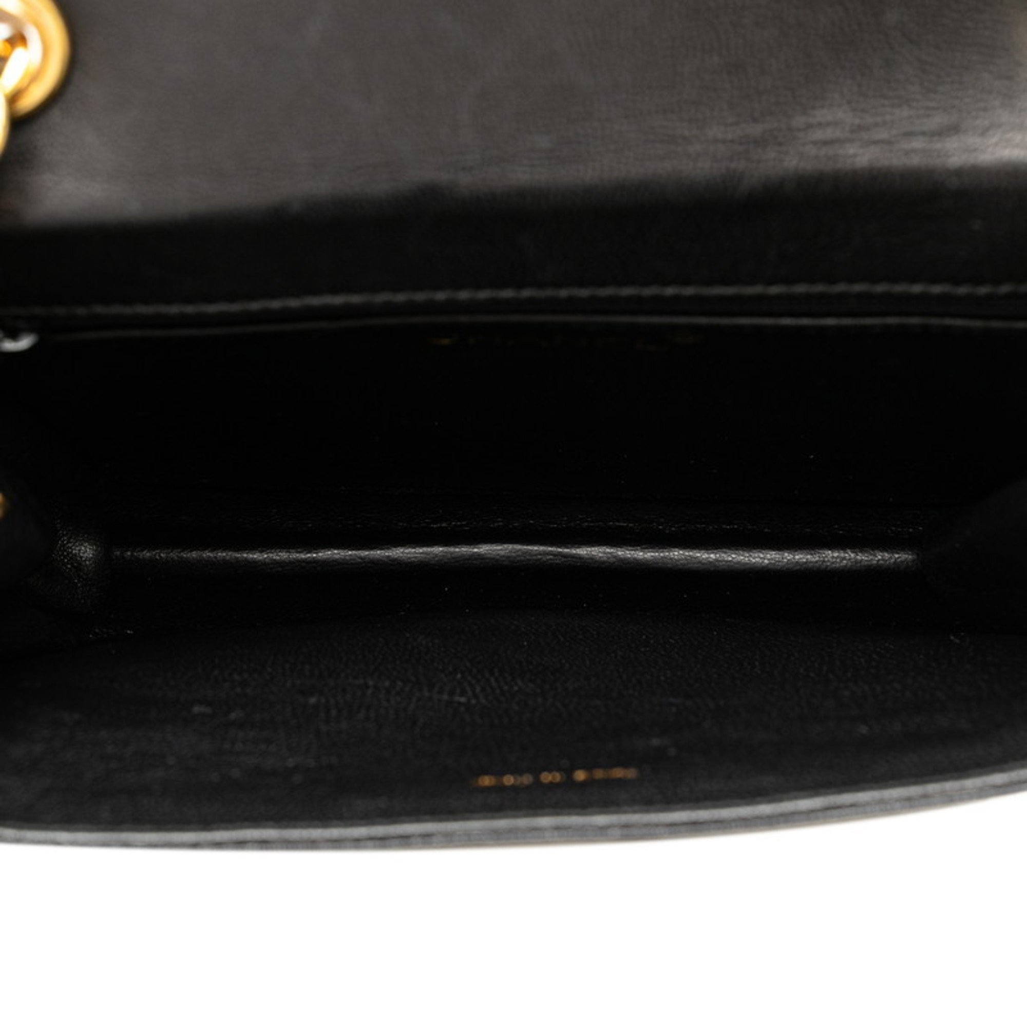 Chanel Matelasse Coco Mark Chain Shoulder Bag Black Lambskin Women's CHANEL