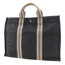 Hermes Sack Fourre Tout MM Tote Bag 2001 Ginza Limited Cotton Canvas Grey Snap Buttons Unisex