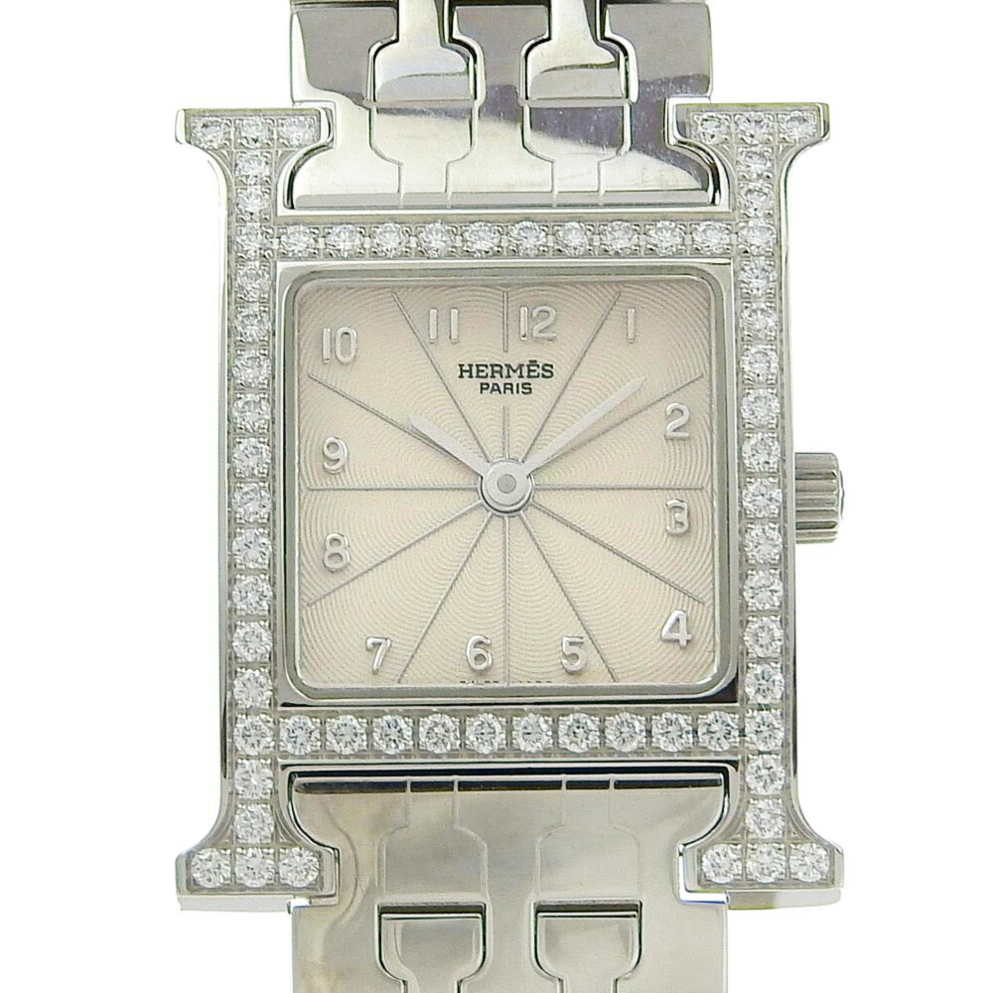 Hermes HERMES H Watch Wristwatch Diamond Bezel HH1.230 Stainless Steel Quartz Analog Display Silver Dial Women's
