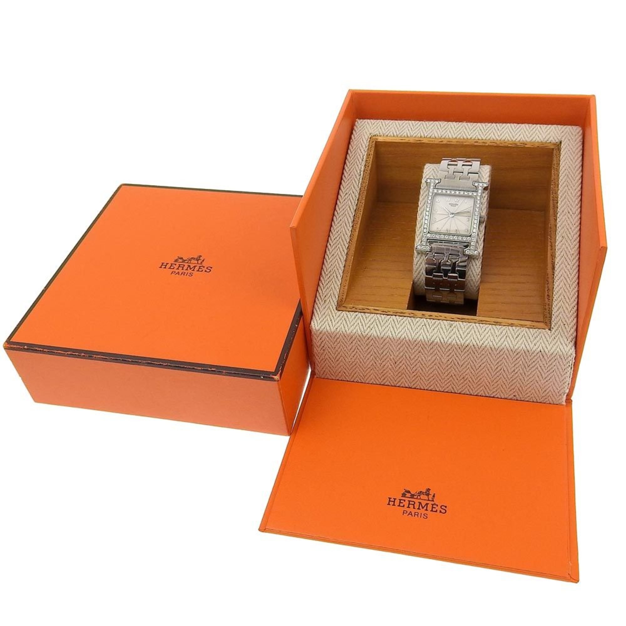 Hermes HERMES H Watch Wristwatch Diamond Bezel HH1.230 Stainless Steel Quartz Analog Display Silver Dial Women's