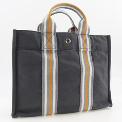 Hermes SackFourre Tout PM Handbag 2001 Ginza Limited Cotton Canvas Grey A5 Snap Button Unisex