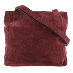 CHANEL Shoulder Bag Suede Wine Red A5 Type Women's