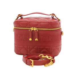 Christian Dior Dior Travel Small Vanity Cannage 2-Way Bag, Lambskin, Red, S5488UNTR
