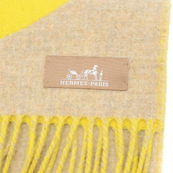 Hermes Grand Mall Scarf Beige Cine Jaune Acid 100% Cashmere