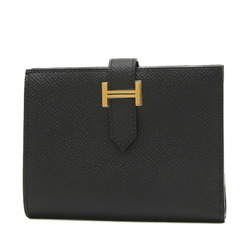 Hermes Bearn Compact Bi-fold Wallet Epson Black W Engraved