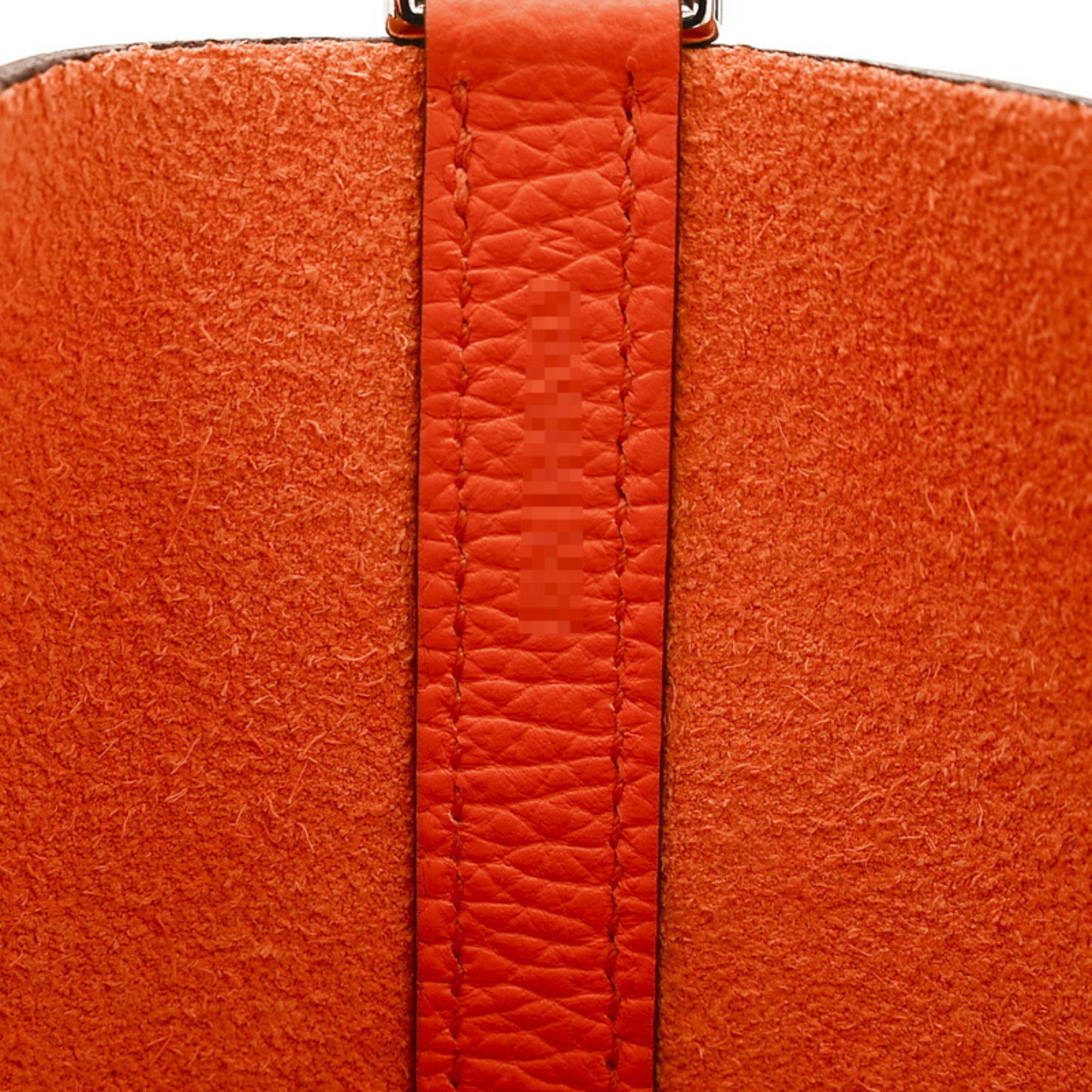 Hermes Picotin Lock MM 22 Handbag Taurillon Clemence Orange Anne W Stamp