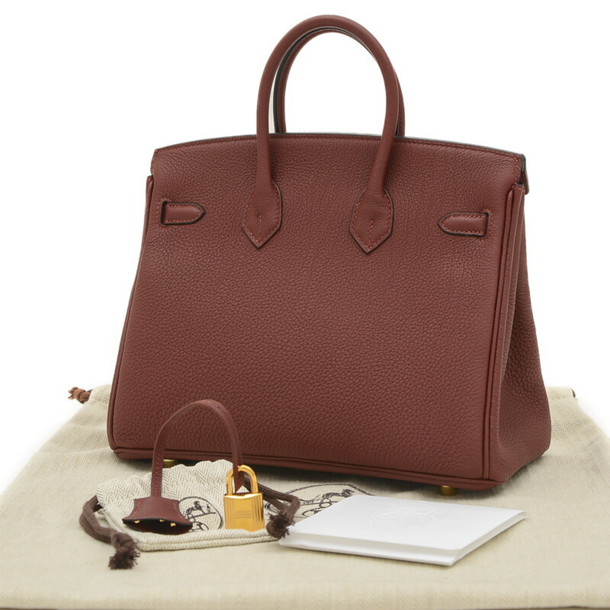 Hermes Birkin 25 Handbag Togo Rouge Ash W Engraved