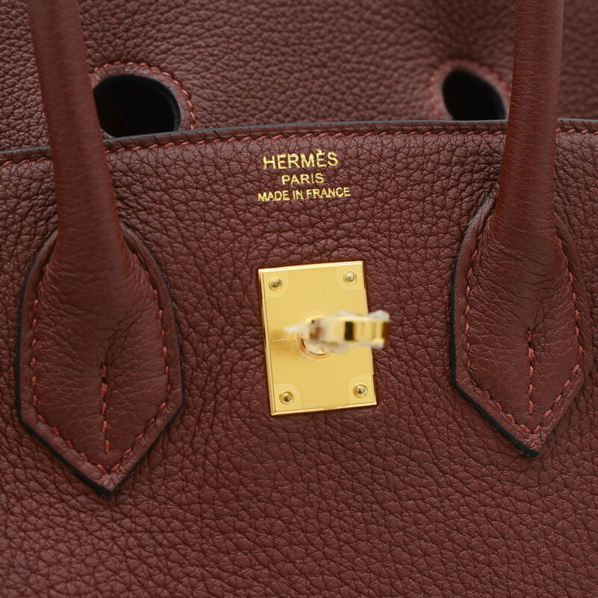 Hermes Birkin 25 Handbag Togo Rouge Ash W Engraved