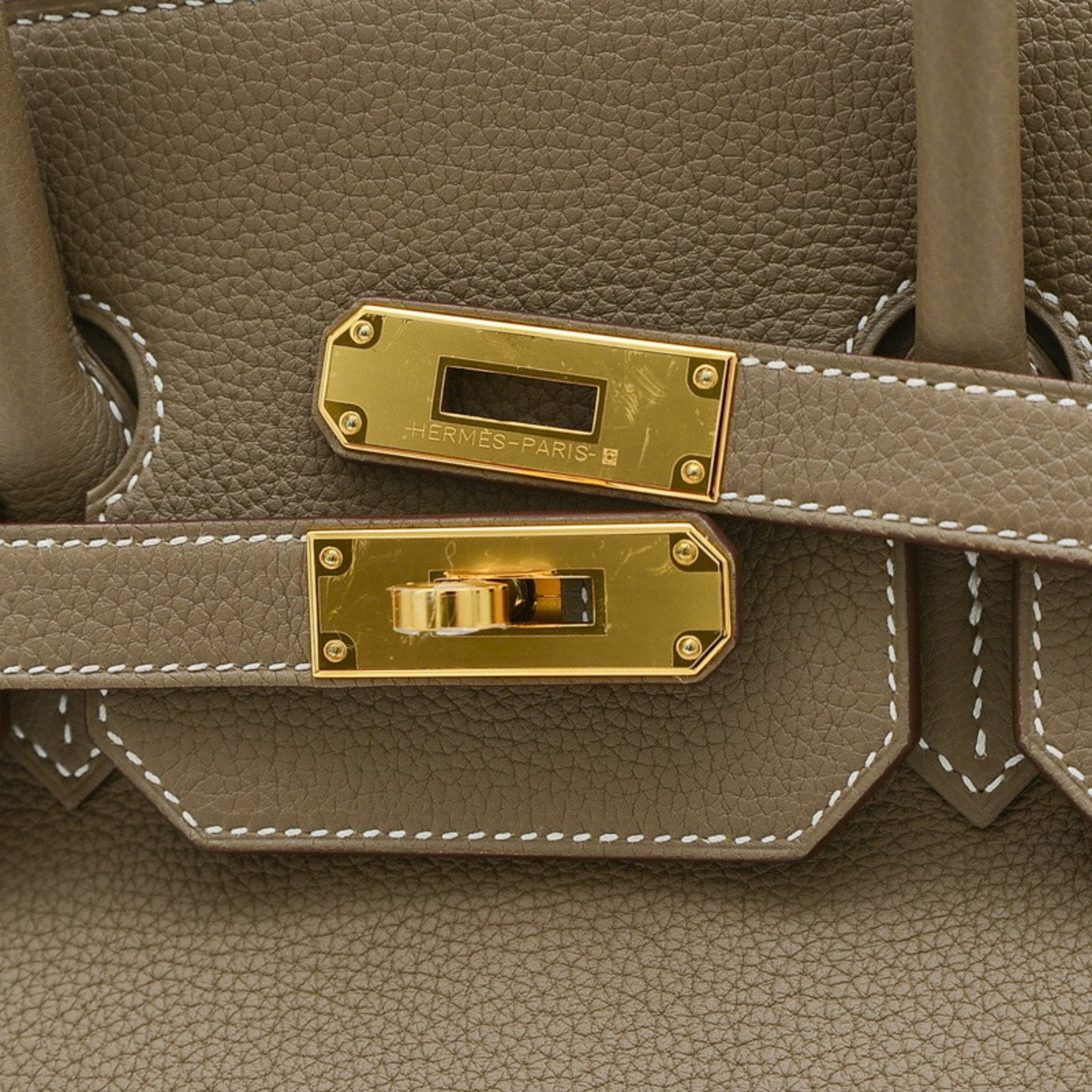 Hermes Birkin 35 Handbag Togo Etoupe B Engraved