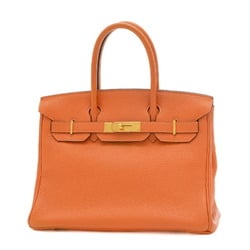 Hermes Birkin 30 Handbag Togo Orange I Engraved