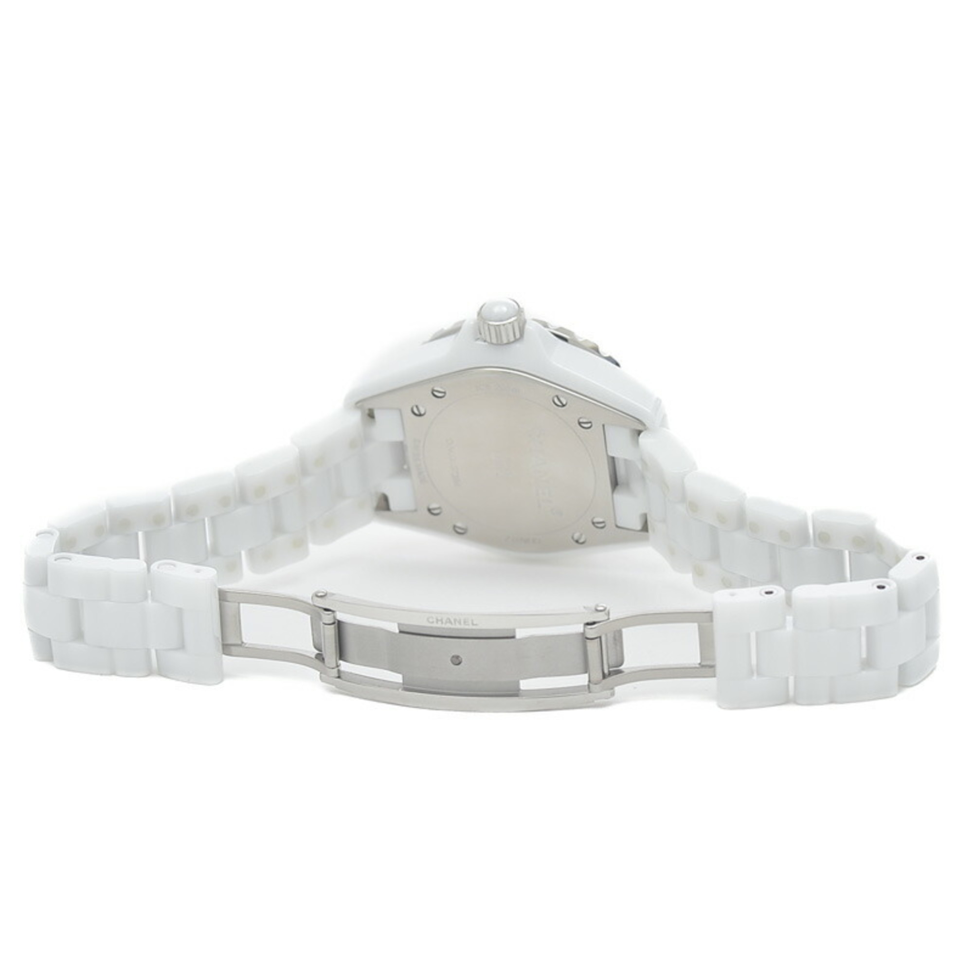 Chanel J12 33mm Ladies Watch White Ceramic Shell Dial 8P Diamond Quartz H2422