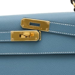 Hermes Kelly 28 Outer Stitched Handbag Epson New Blue Jean B Stamp
