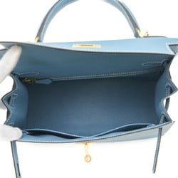 Hermes Kelly 28 Outer Stitched Handbag Epson New Blue Jean B Stamp