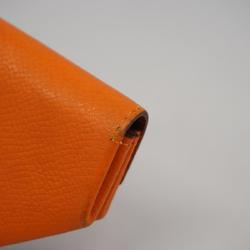Hermes Wallet/Coin Case Levan Quatre □I Engraved Epsom Orange Women's