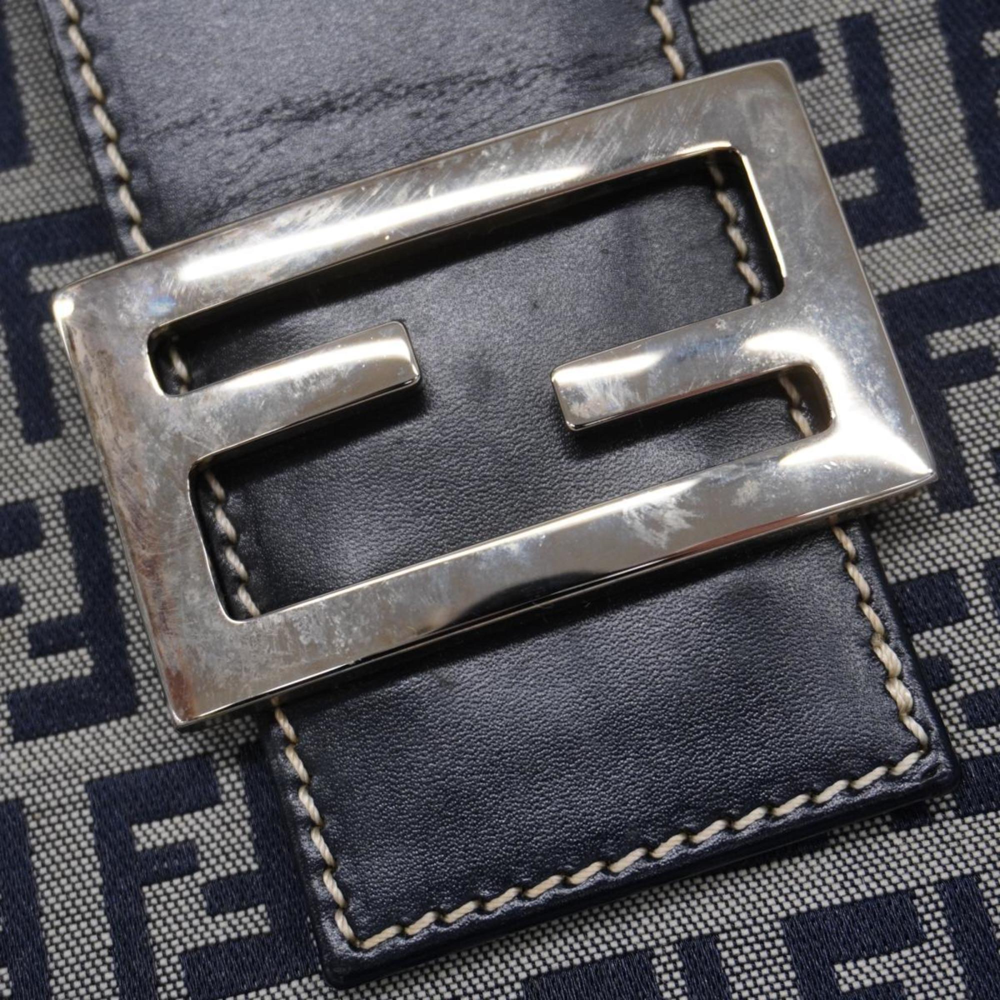 Fendi Zucchino Shoulder Bag Nylon Canvas Navy Women's