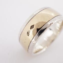 Hermes Ring H/Combination K18YG Yellow Gold 925 Silver Men's Women's