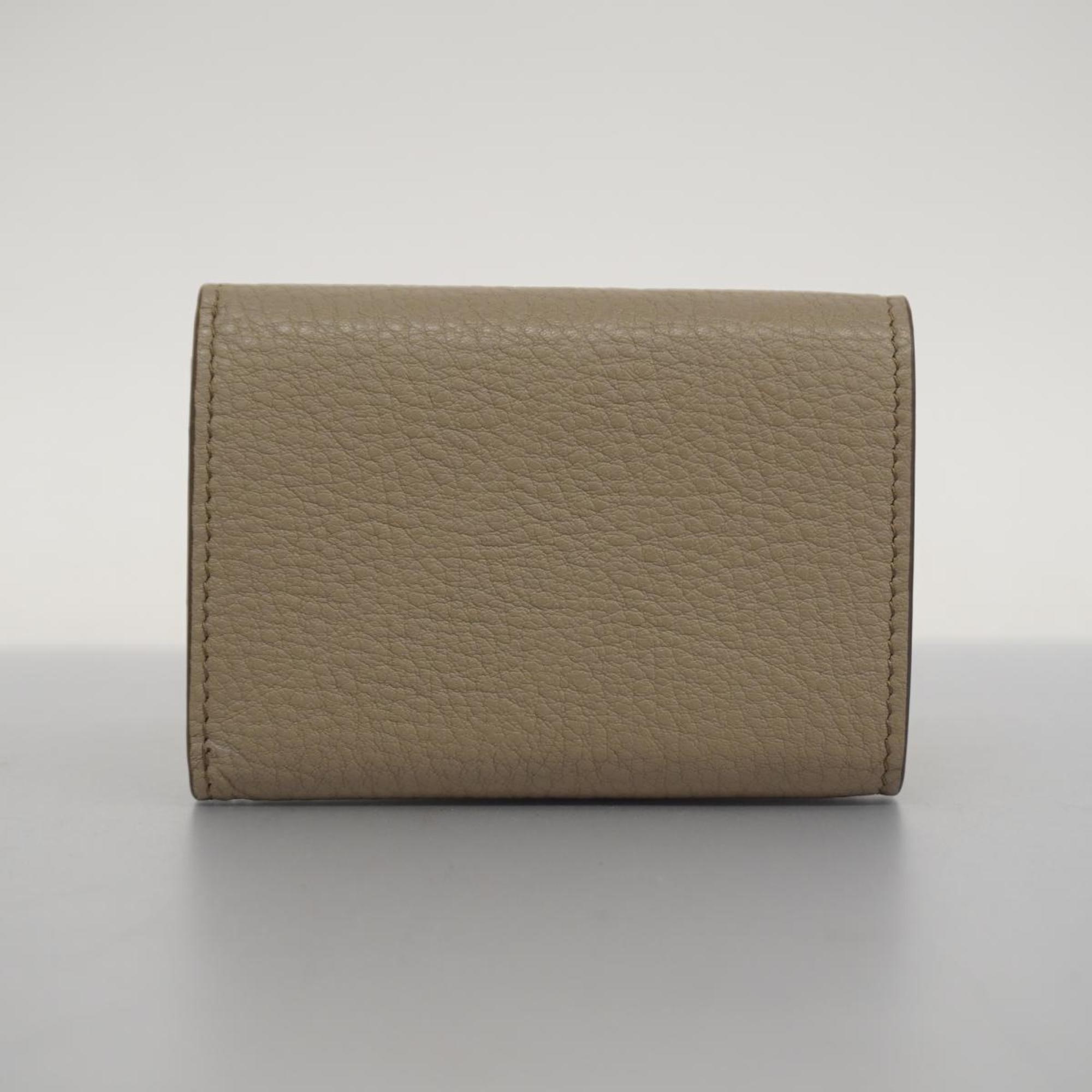 Prada Tri-fold Wallet Leather Grey Pink Women's