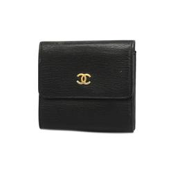 chanel wallet leather black ladies
