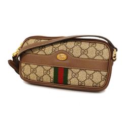 Gucci Shoulder Bag GG Supreme Ophidia 598664 Leather Brown Women's