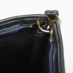 Christian Dior Shoulder Bag Trotter Canvas Leather Black Beige Women's