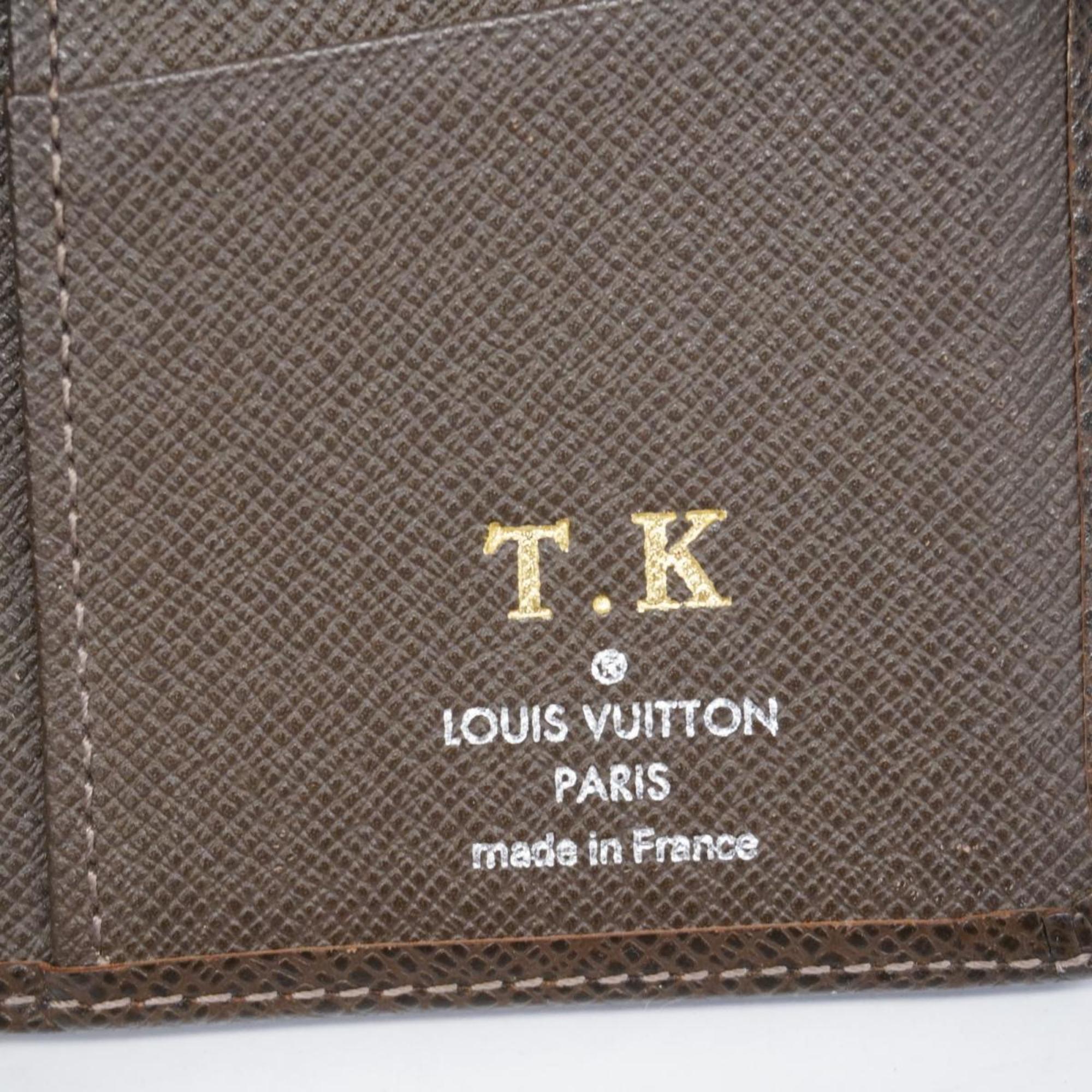 Louis Vuitton Long Wallet Taiga Portefeuille Brazza M32578 Grizzly Men's