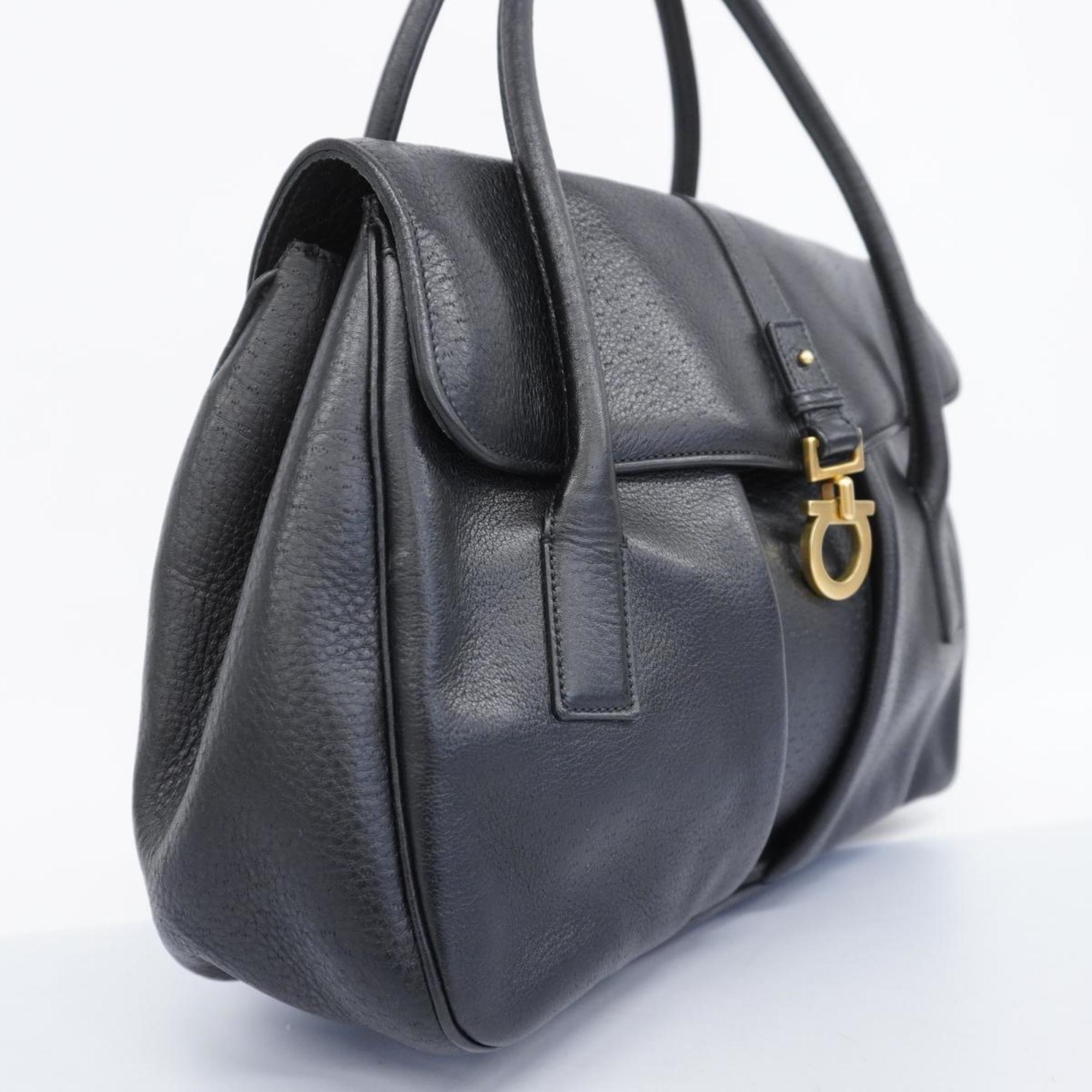 Salvatore Ferragamo Tote Bag Gancini Leather Black Women's