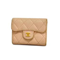 Chanel Wallet/Coin Case Matelasse Lambskin Pink Champagne Women's
