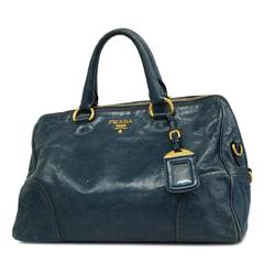 Prada handbag leather blue ladies