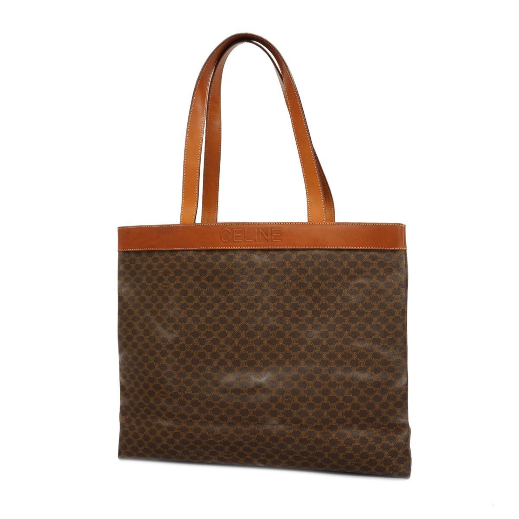 Celine tote bag macadam leather brown women's