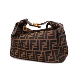 Fendi handbag Zucca nylon canvas brown black ladies