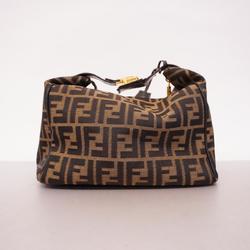 Fendi handbag Zucca nylon canvas brown black ladies