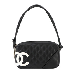 CHANEL Cambon Line Shoulder Bag Leather Black White A25175 Silver Hardware