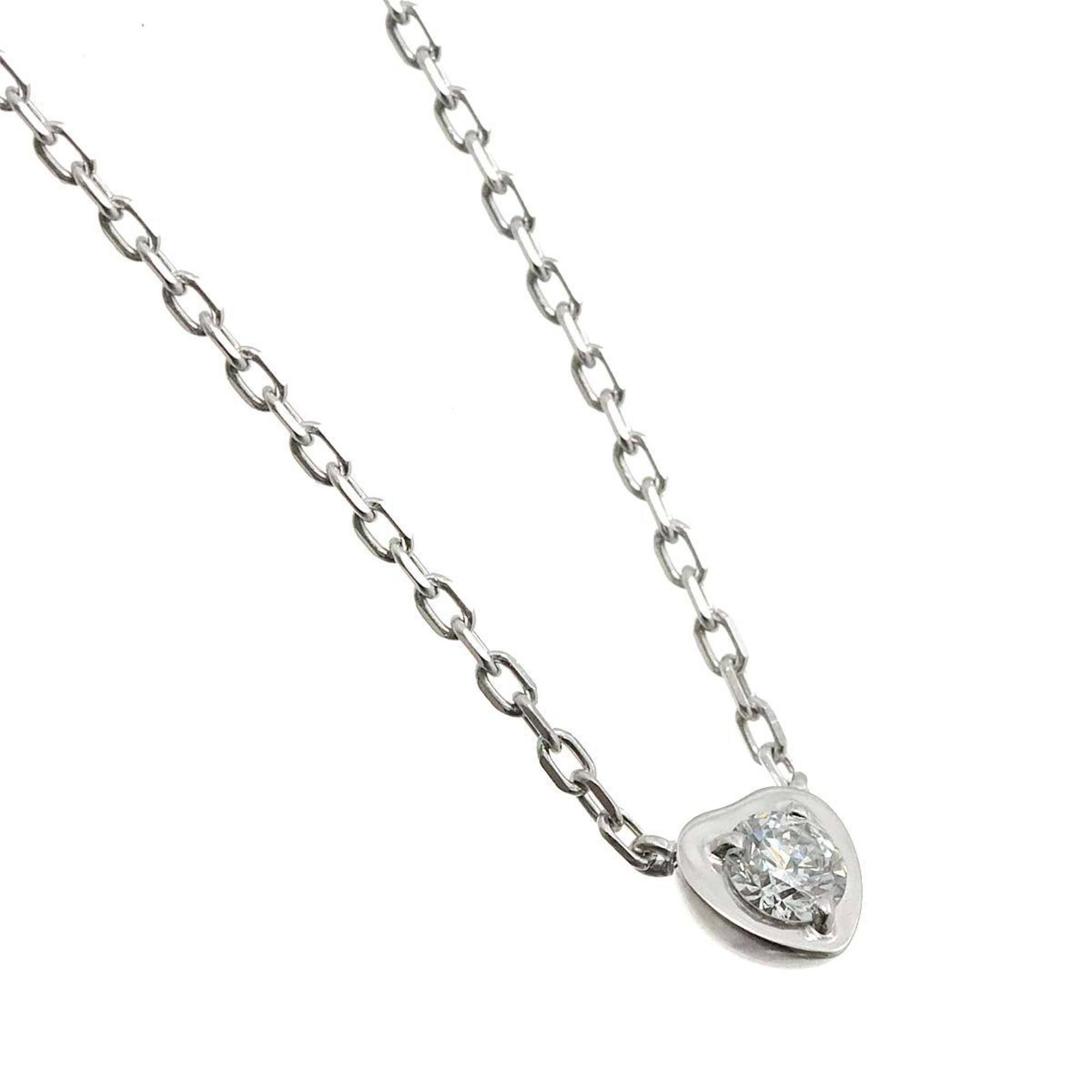 Cartier Amour Heart Diamond Necklace 41cm K18 WG White Gold 750 Diamant Léger