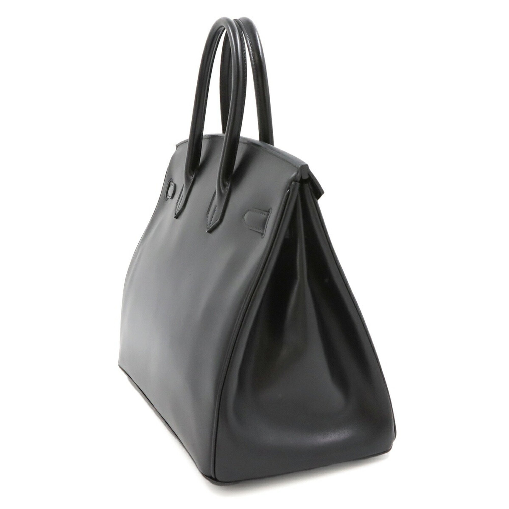 Hermes HERMES Birkin 35 So Black Box Calf Handbag □N Engraved Metal Fittings