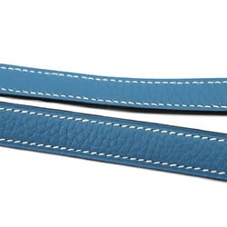 Hermes shoulder strap, Taurillon Clemence, blue jean, silver hardware
