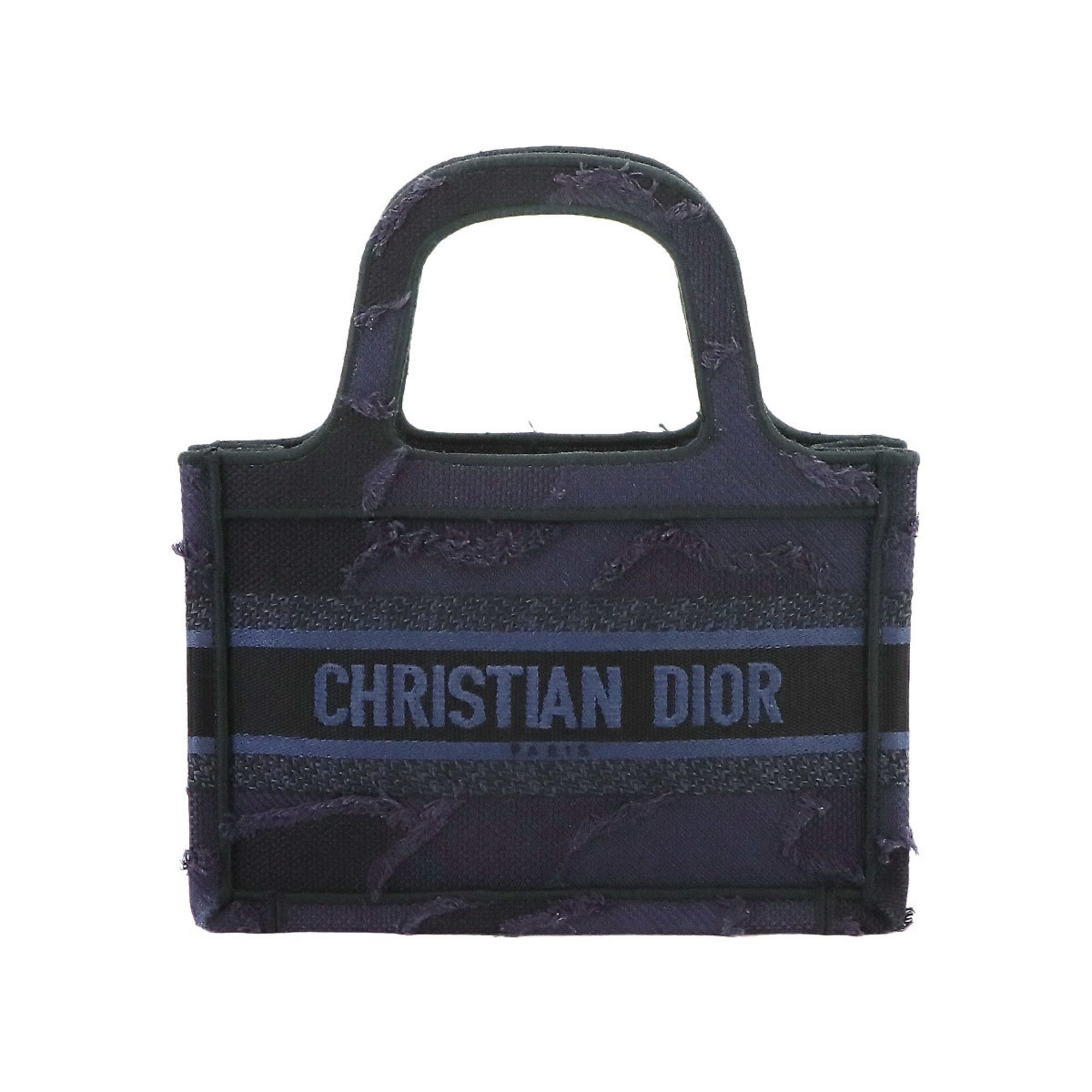 Christian Dior Book Tote Bag Canvas Navy Black Mini