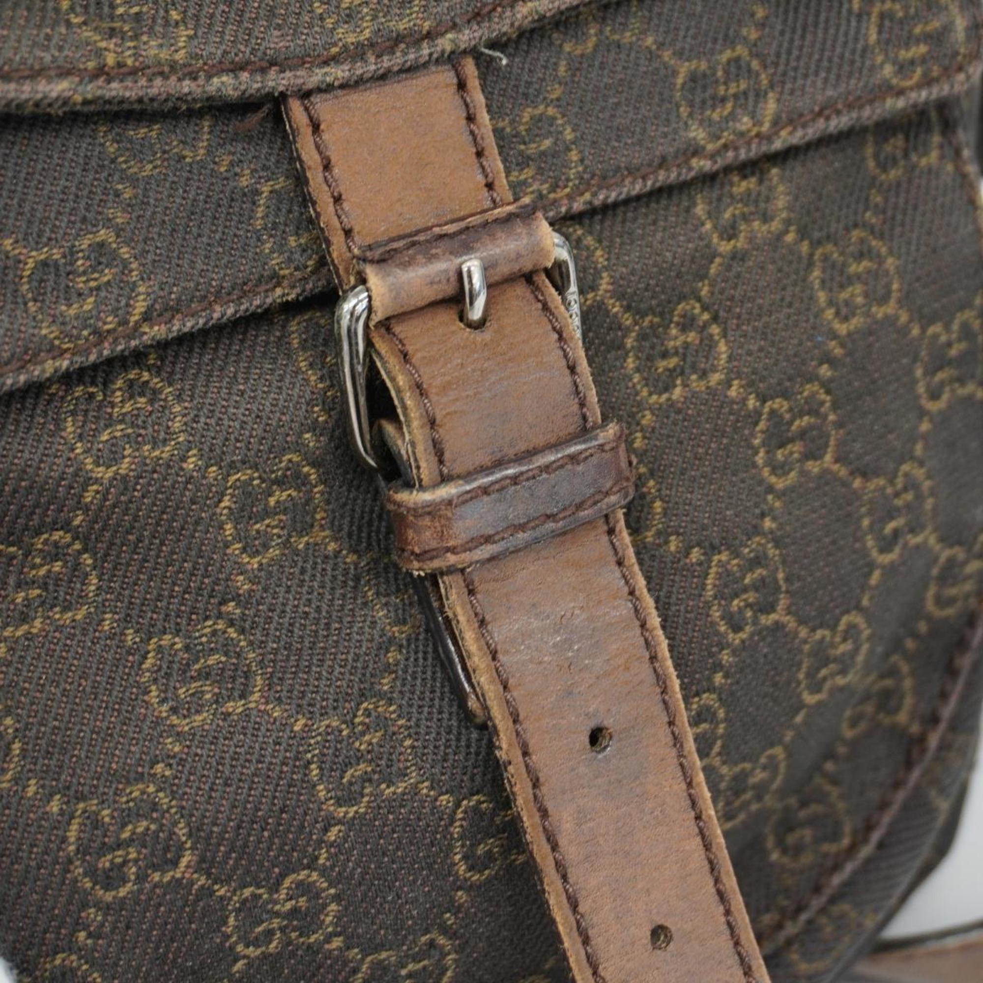 Gucci Shoulder Bag GG Canvas 101654 Leather Brown Men's Women's