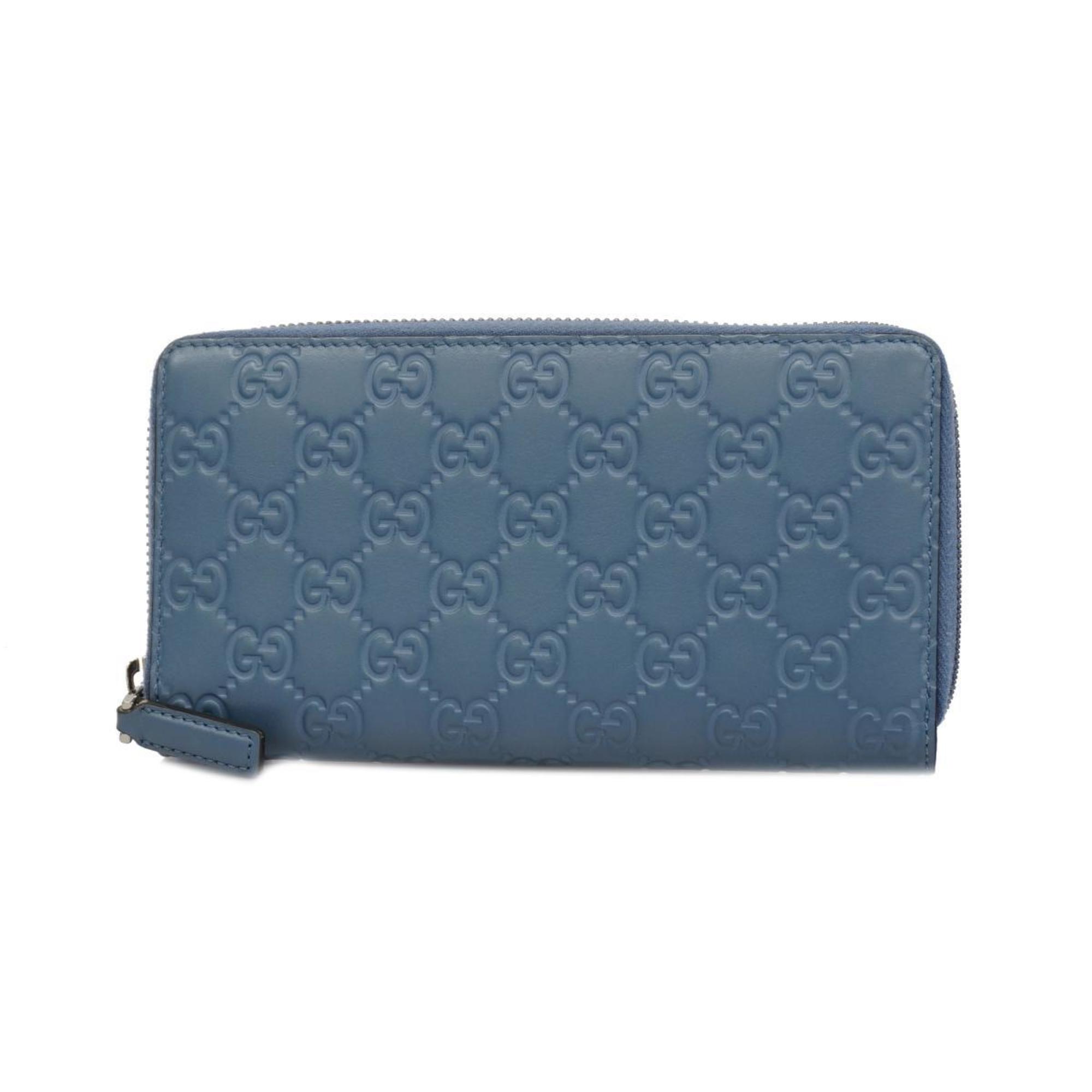 Gucci Long Wallet Guccissima 307987 Leather Blue Women's