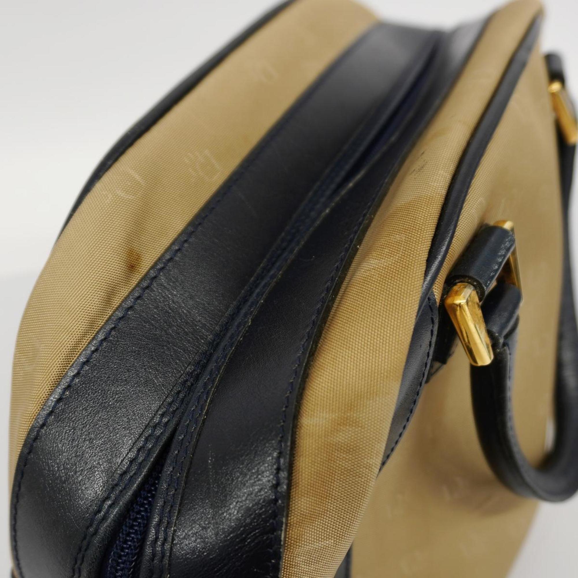 Christian Dior handbag nylon leather navy beige ladies