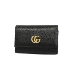 Gucci Key Case GG Marmont 456118 Leather Black Women's