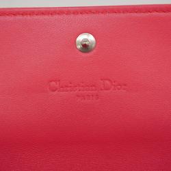 Christian Dior Long Wallet Cannage Leather Pink Women's