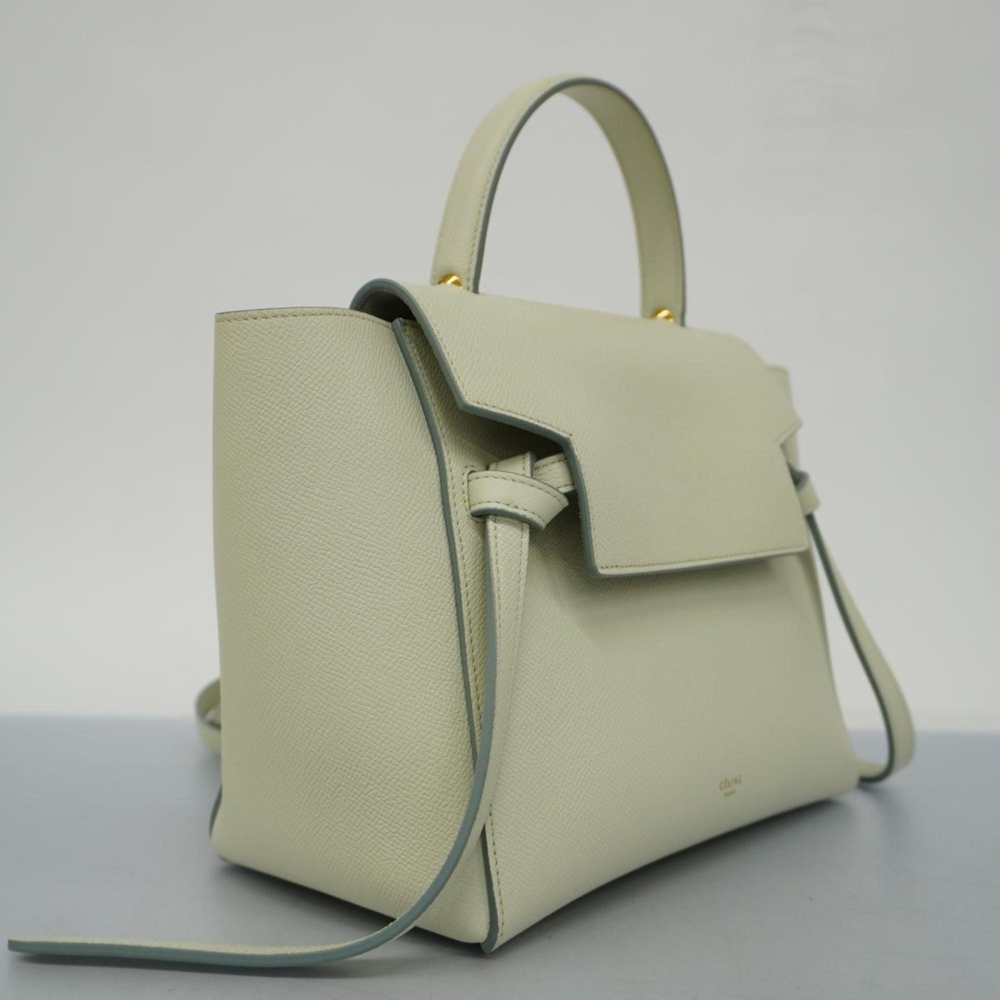 Celine handbag micro belt bag leather white green ladies