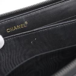 Chanel Long Wallet Caviar Skin Black Women's