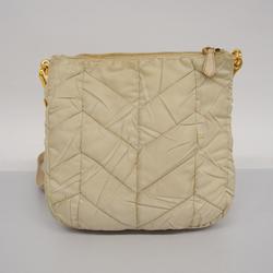 Prada Shoulder Bag Nylon Leather Beige Women's
